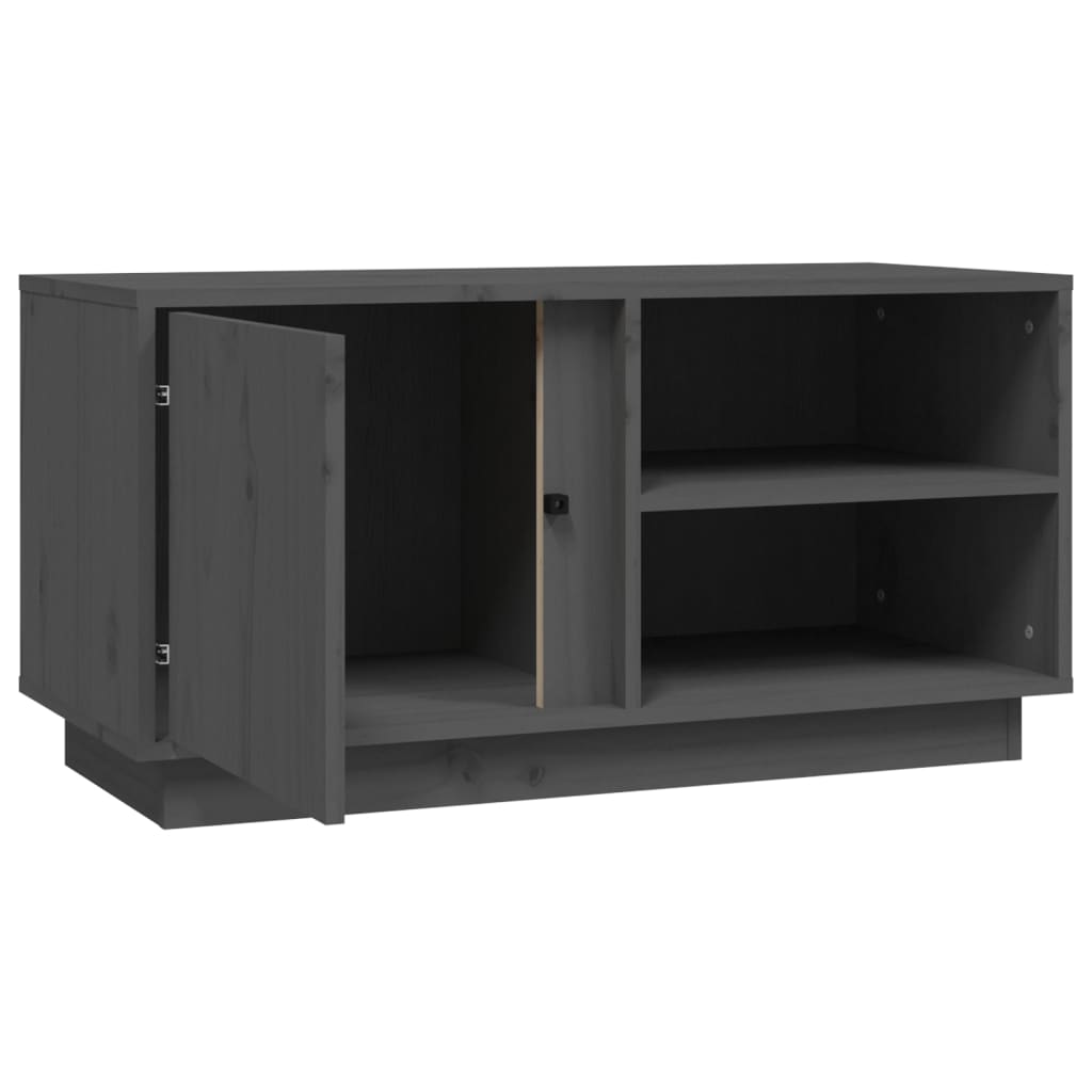 Grey TV cabinet 80x35x40.5 cm Solid pine wood