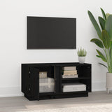 Black TV cabinet 80x35x40.5 cm Solid pine wood