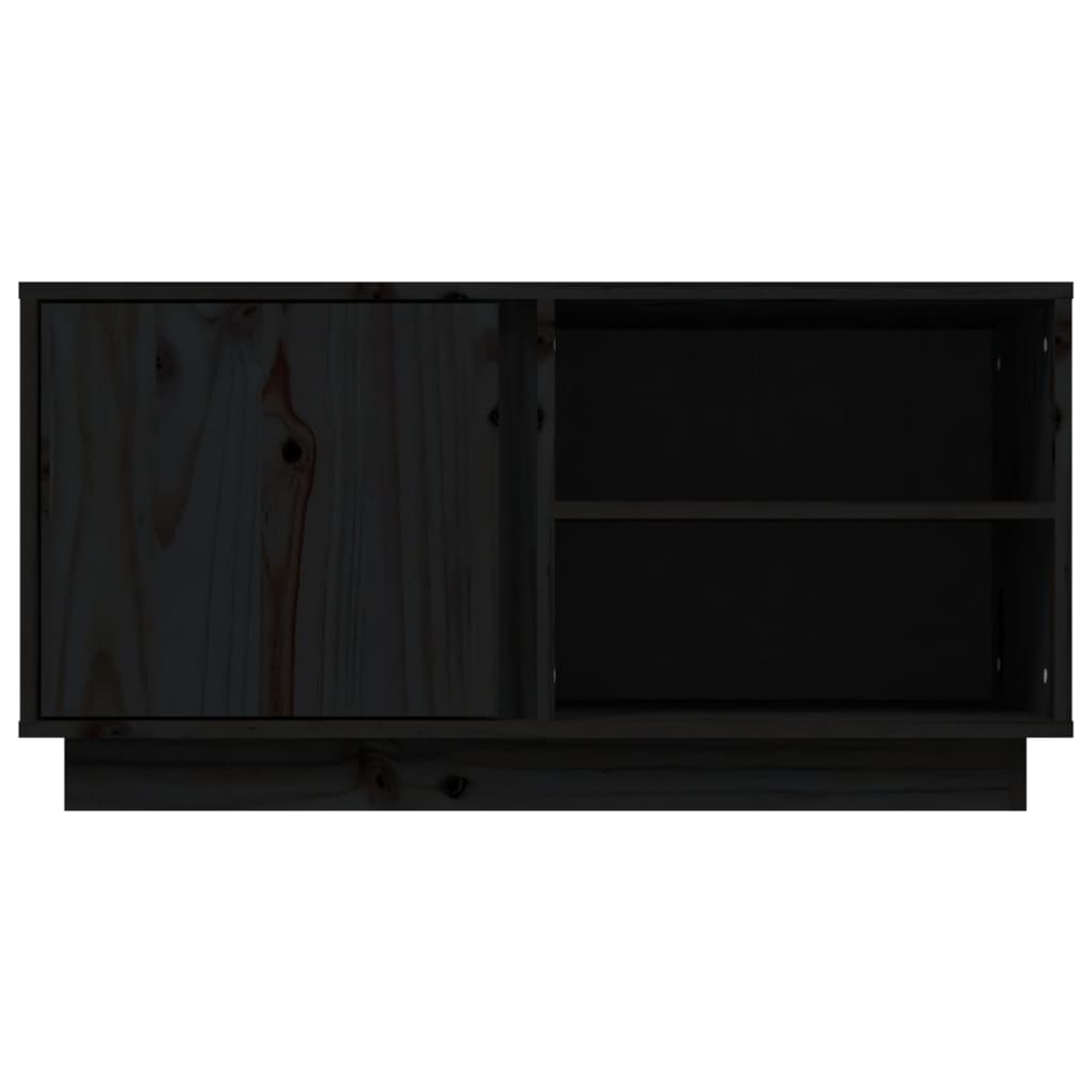 Black TV cabinet 80x35x40.5 cm Solid pine wood