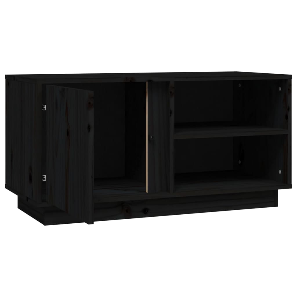 Black TV cabinet 80x35x40.5 cm Solid pine wood