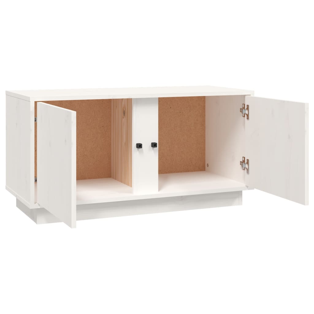 Meuble TV Blanc 80x35x40,5 cm Bois de pin massif