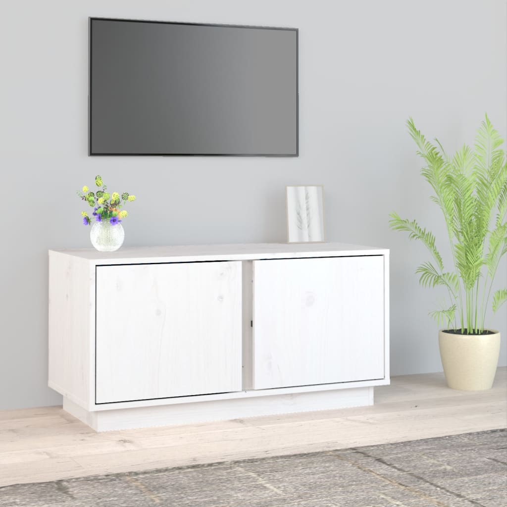 White TV cabinet 80x35x40.5 cm Solid pine wood