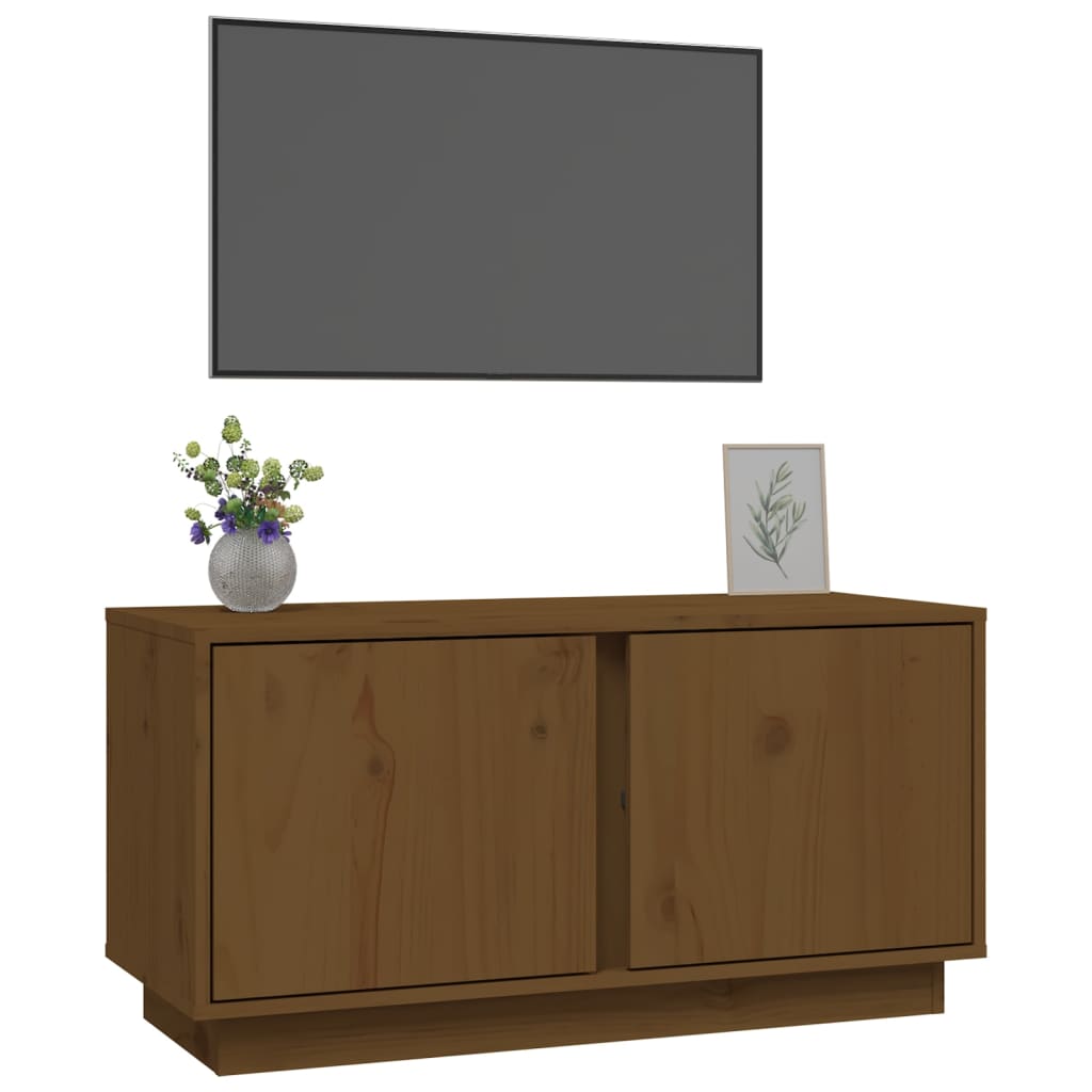 Meuble TV Marron miel 80x35x40,5 cm Bois de pin massif