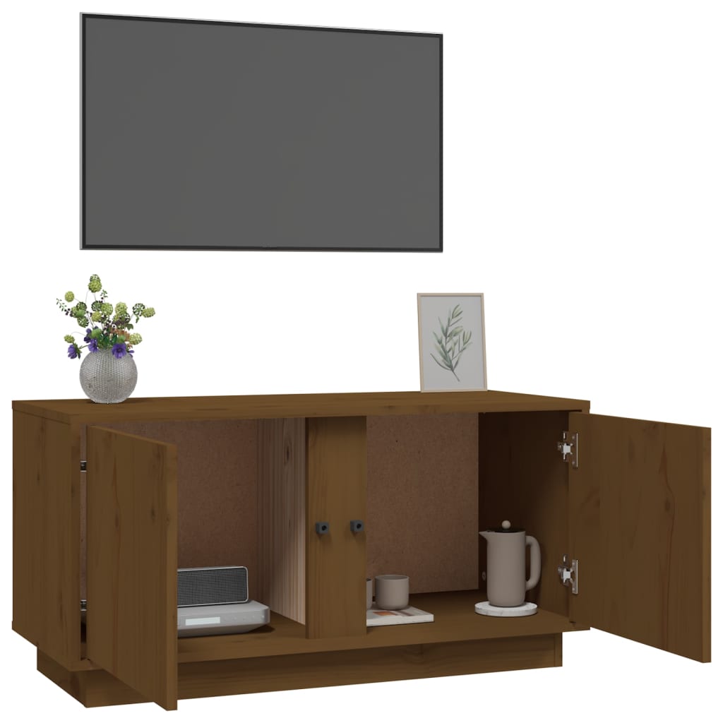 Meuble TV Marron miel 80x35x40,5 cm Bois de pin massif