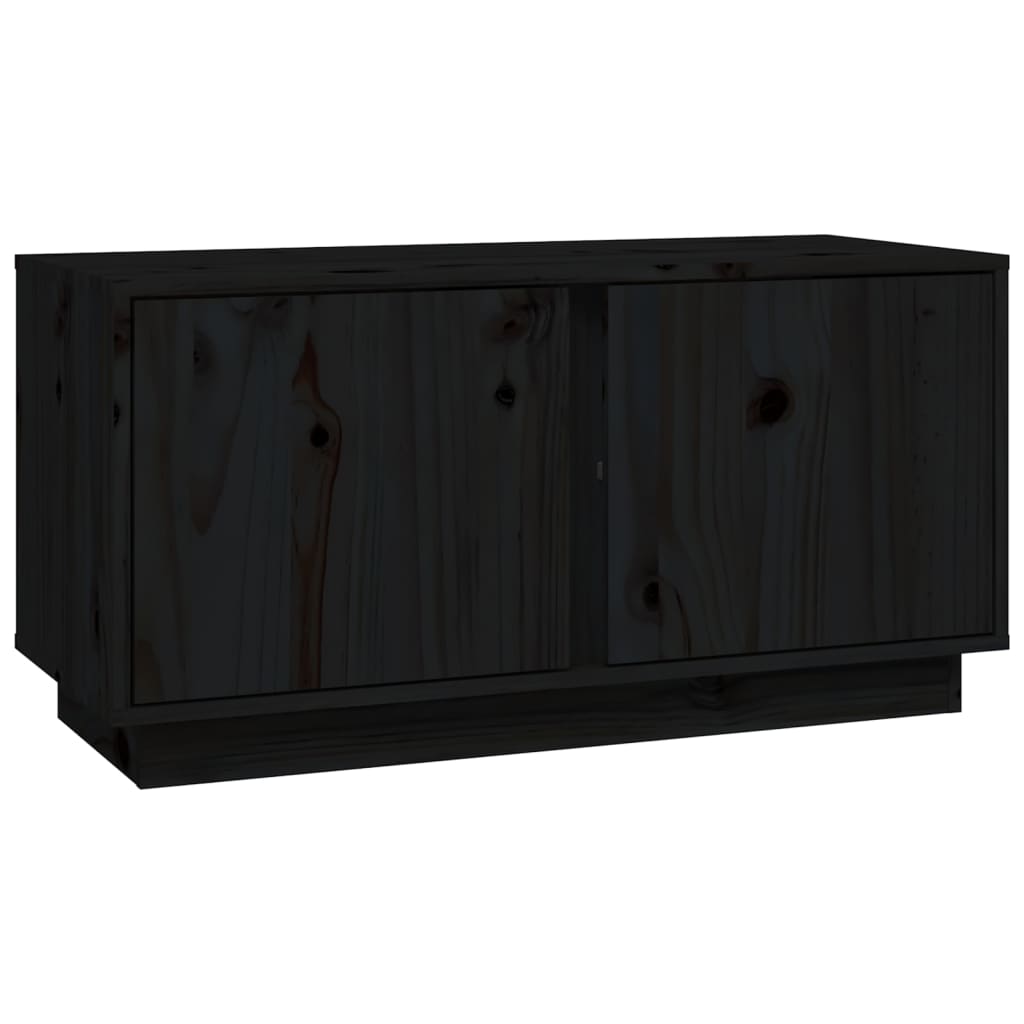 Meuble TV Noir 80x35x40,5 cm Bois de pin massif