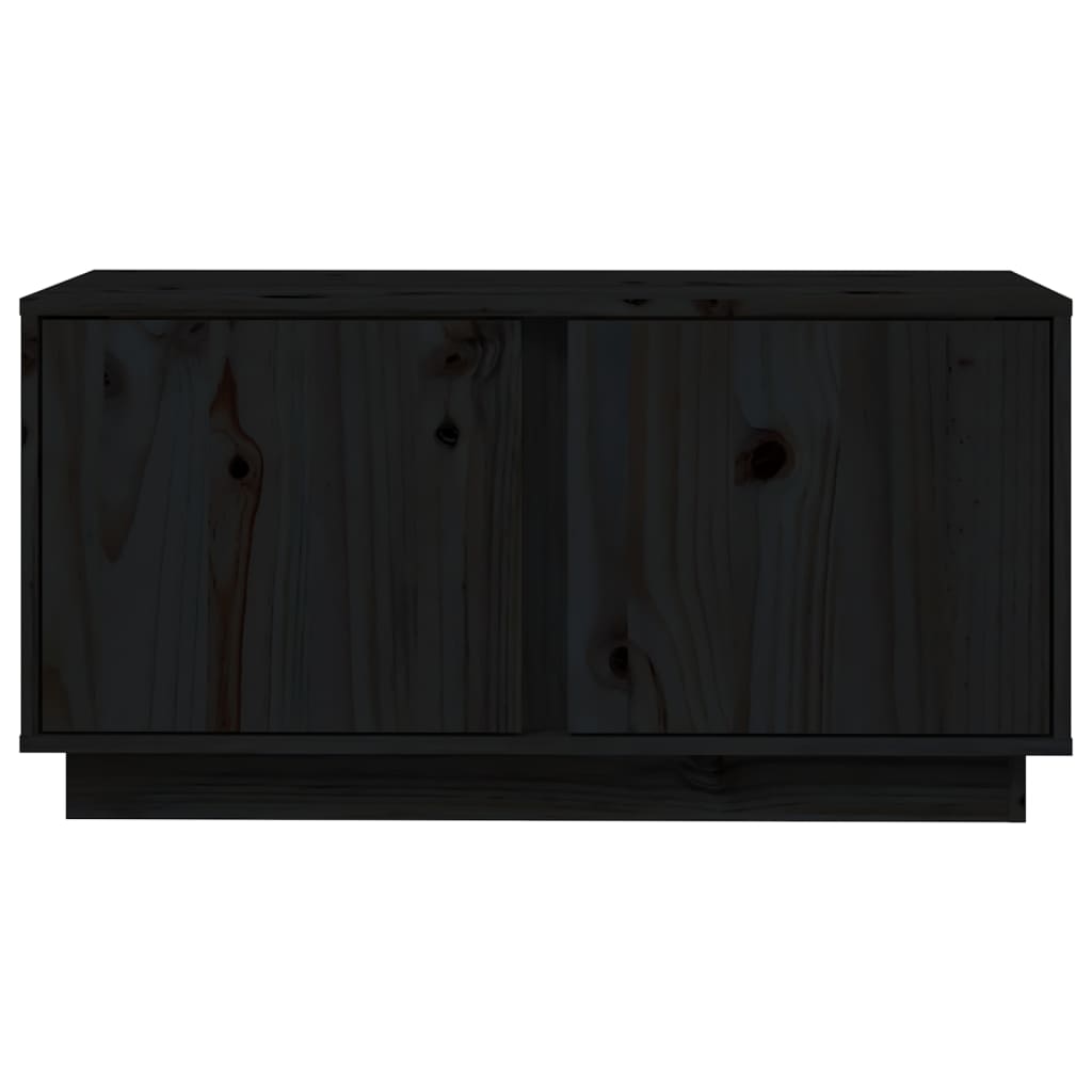 Meuble TV Noir 80x35x40,5 cm Bois de pin massif