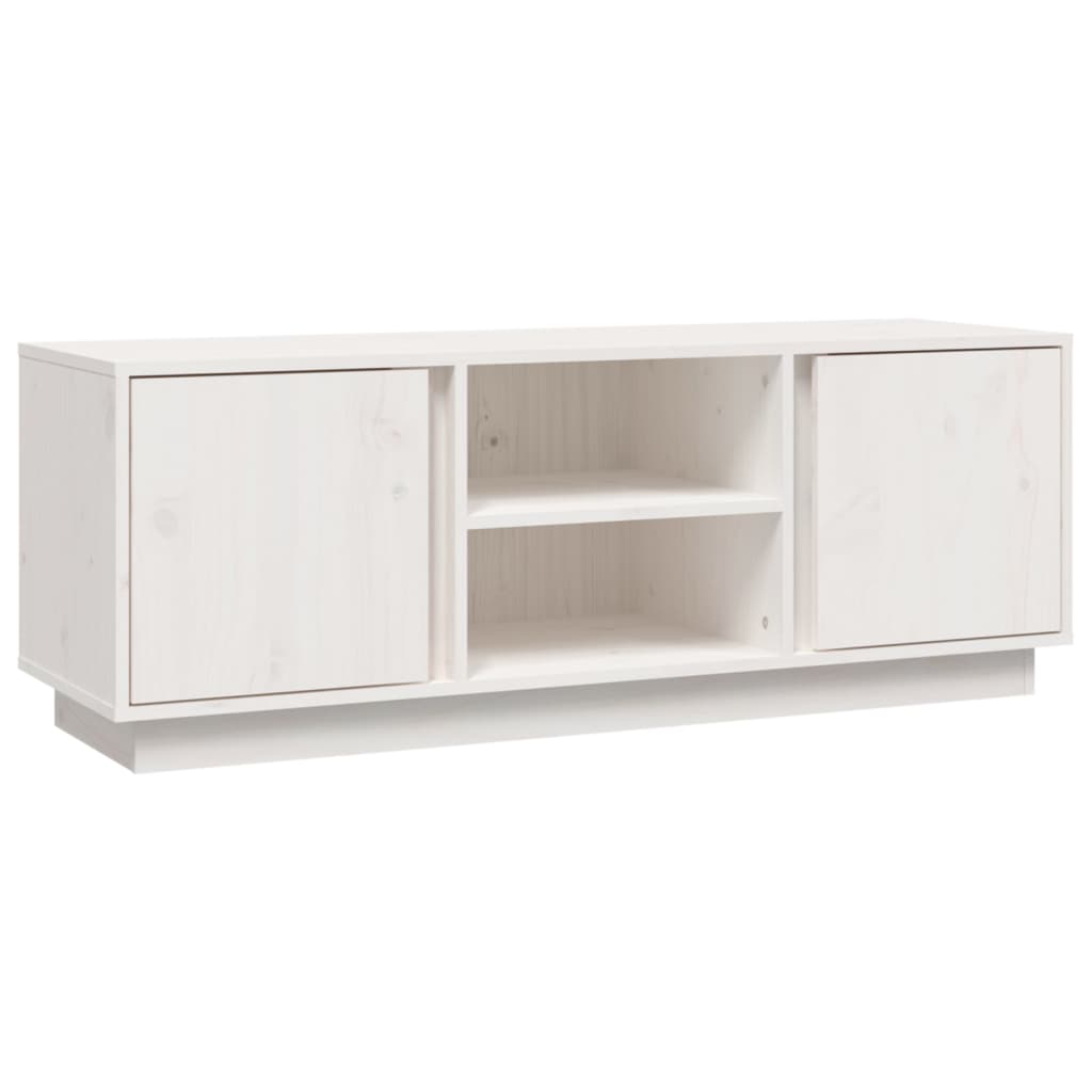 Meuble TV Blanc 110x35x40,5 cm Bois de pin massif