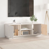 Meuble TV Blanc 110x35x40,5 cm Bois de pin massif