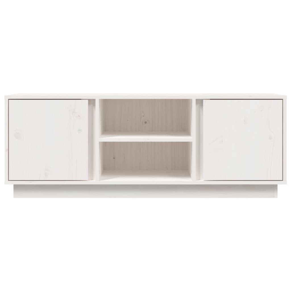 Meuble TV Blanc 110x35x40,5 cm Bois de pin massif