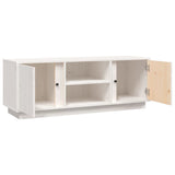 Meuble TV Blanc 110x35x40,5 cm Bois de pin massif