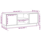 Meuble TV Blanc 110x35x40,5 cm Bois de pin massif