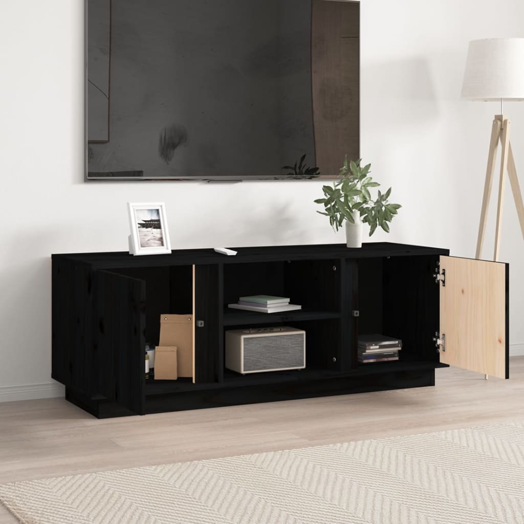 Black TV cabinet 110x35x40.5 cm Solid pine wood