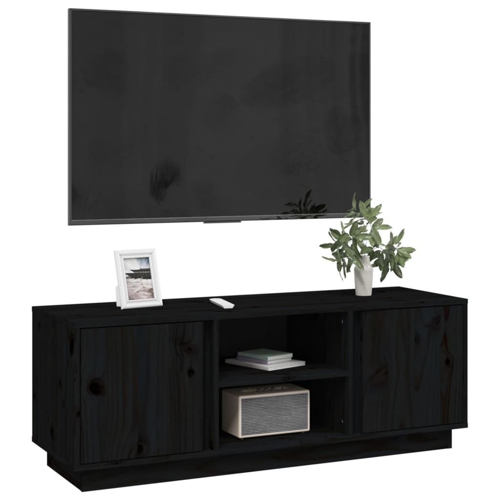 Black TV cabinet 110x35x40.5 cm Solid pine wood