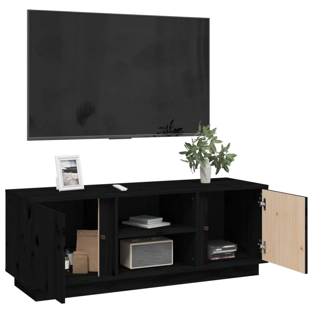 Black TV cabinet 110x35x40.5 cm Solid pine wood