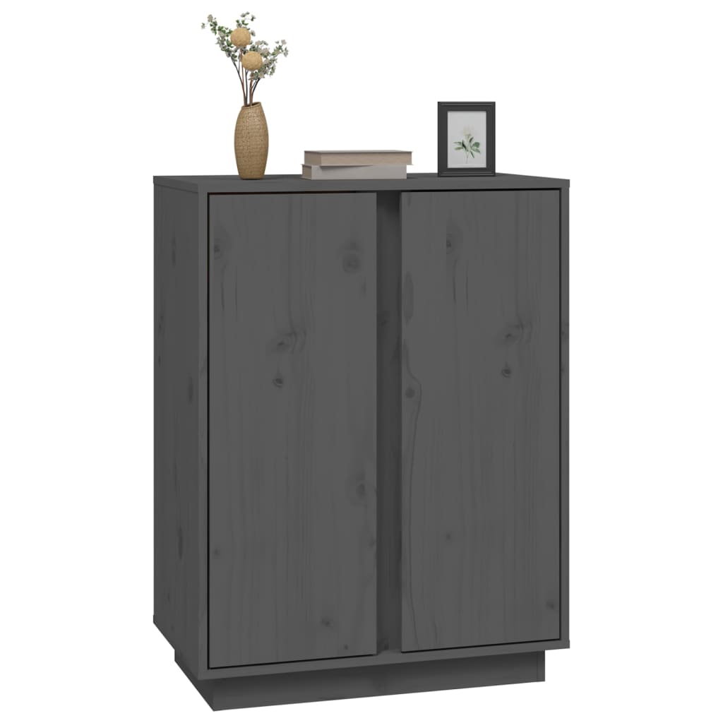 Buffet Gris 60x35x80 cm Bois massif de pin