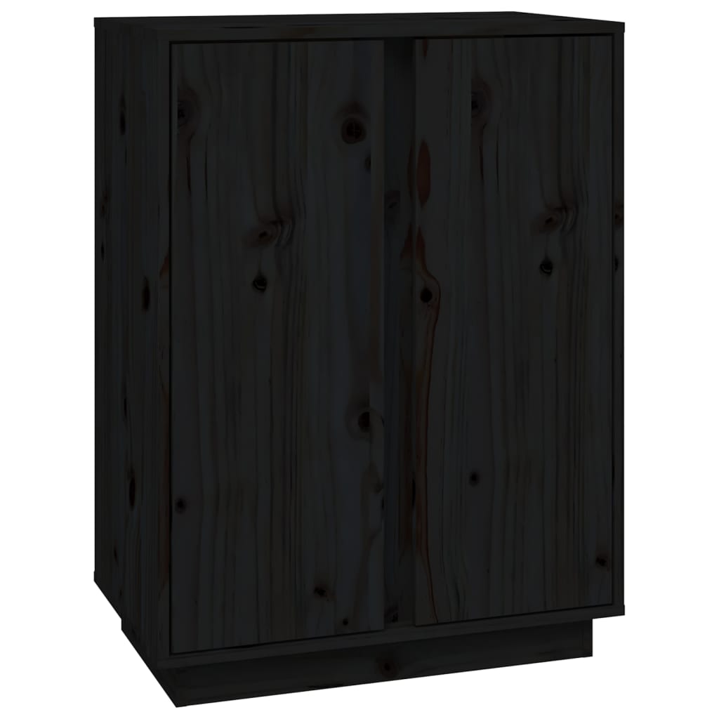 Buffet Noir 60x35x80 cm Bois massif de pin