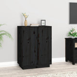 Buffet Noir 60x35x80 cm Bois massif de pin