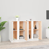 Buffet Blanc 120x35x80 cm Bois massif de pin