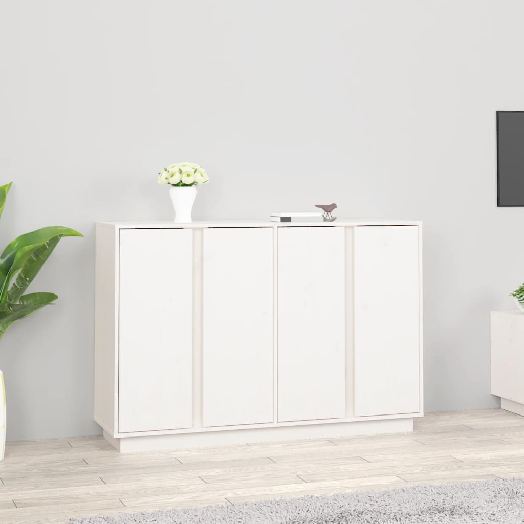 Buffet Blanc 120x35x80 cm Bois massif de pin