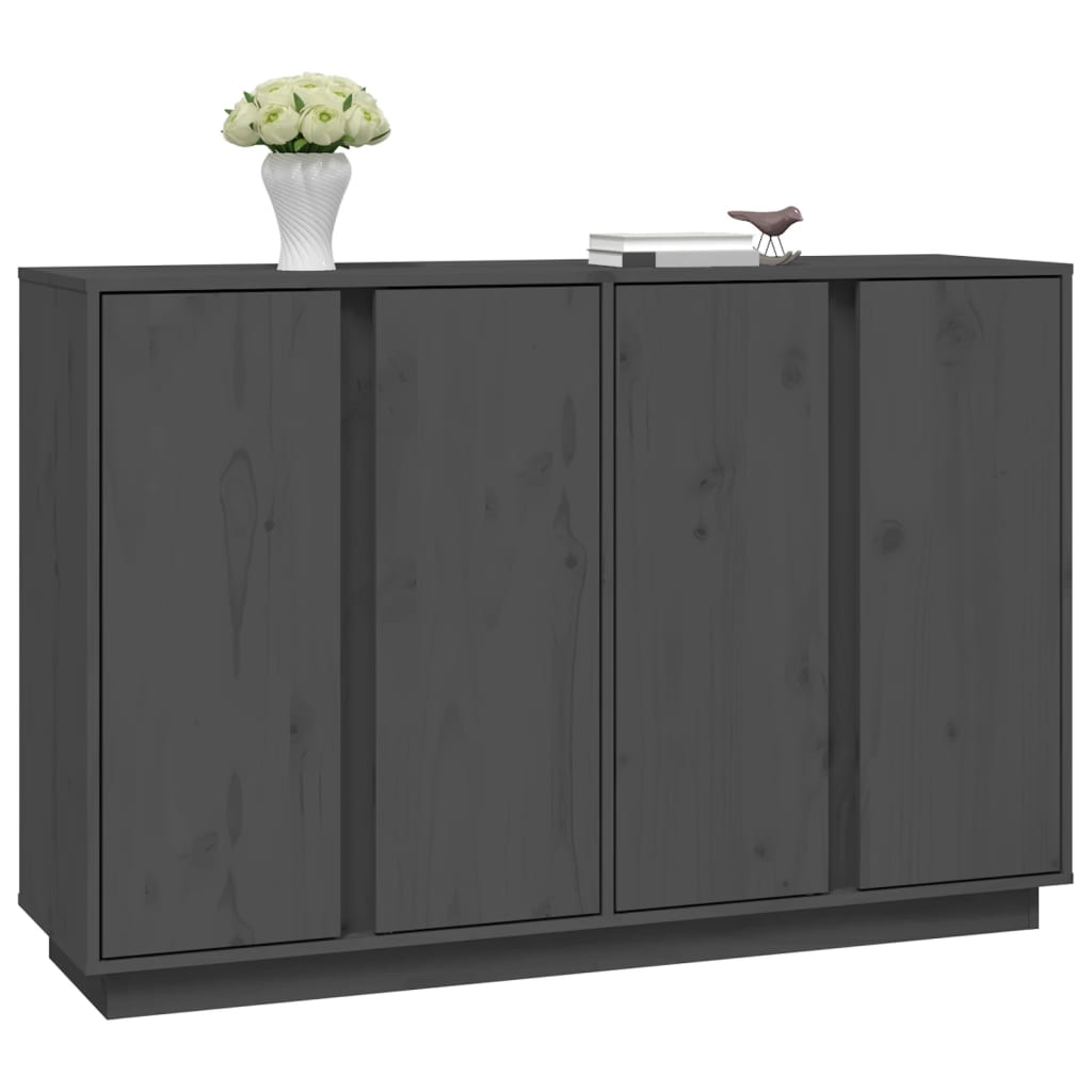 Graues Sideboard 120x35x80 cm Massives Kiefernholz