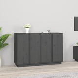 Graues Sideboard 120x35x80 cm Massives Kiefernholz