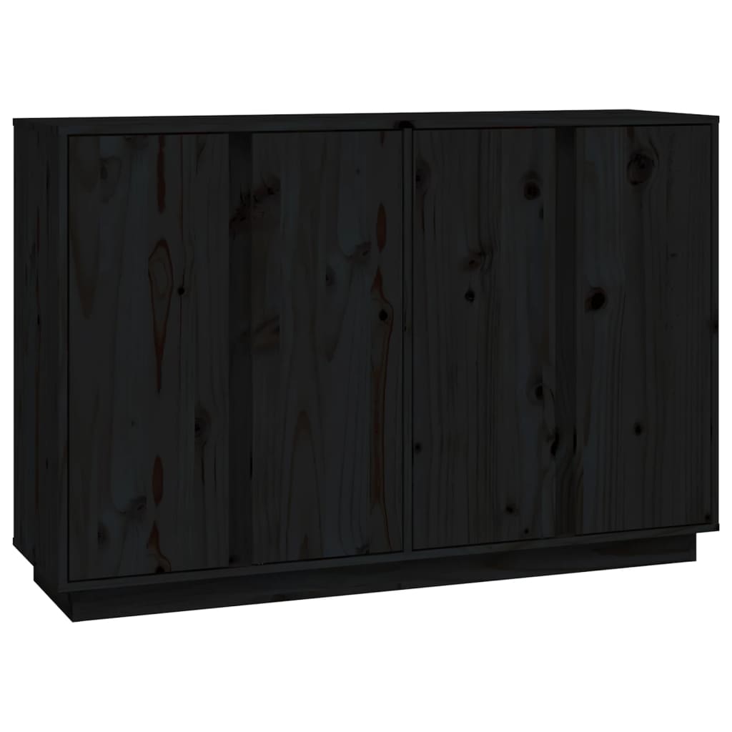 Buffet Noir 120x35x80 cm Bois massif de pin