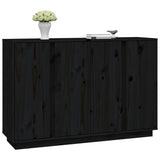 Buffet Noir 120x35x80 cm Bois massif de pin