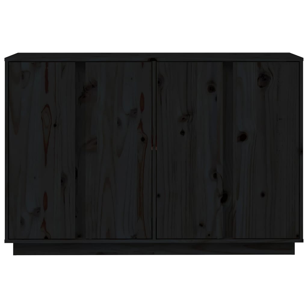 Buffet Noir 120x35x80 cm Bois massif de pin