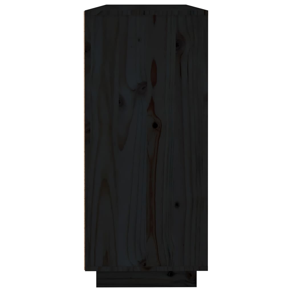 Buffet Noir 120x35x80 cm Bois massif de pin