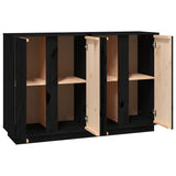 Buffet Noir 120x35x80 cm Bois massif de pin