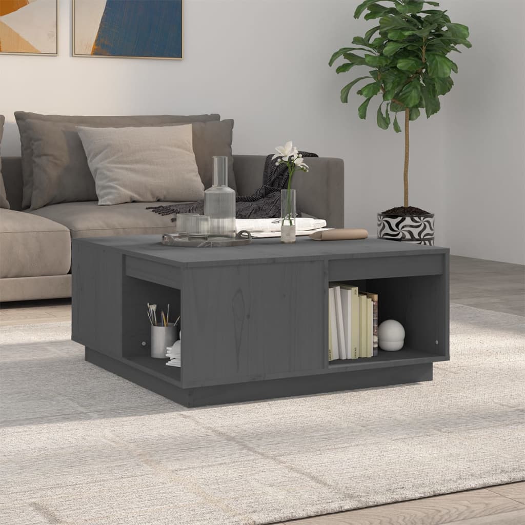 Table basse Gris 80x81x36,5 cm Bois massif de pin