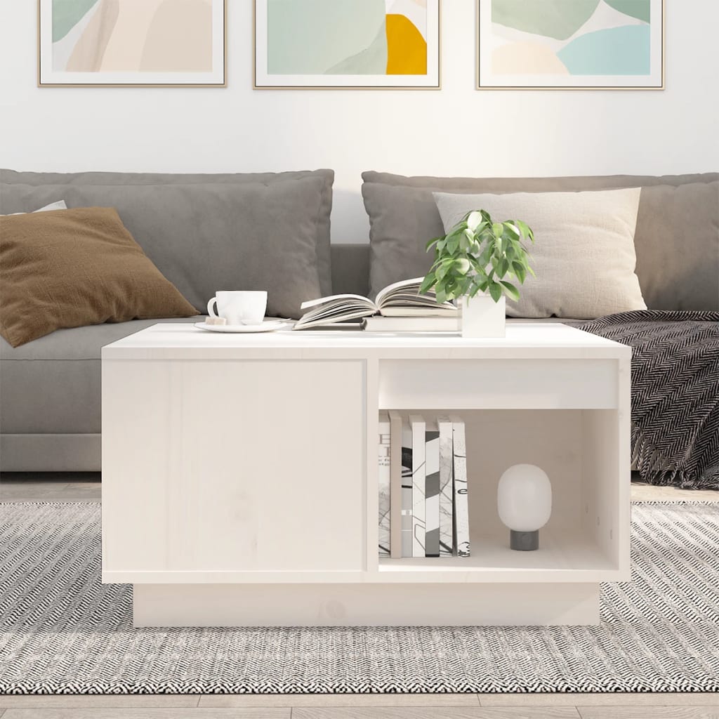 Coffee table White 60x61x32.5 cm Solid pine wood