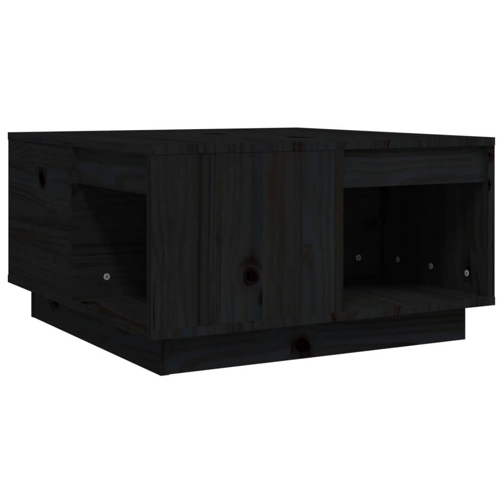 Table basse Noir 60x61x32,5 cm Bois massif de pin