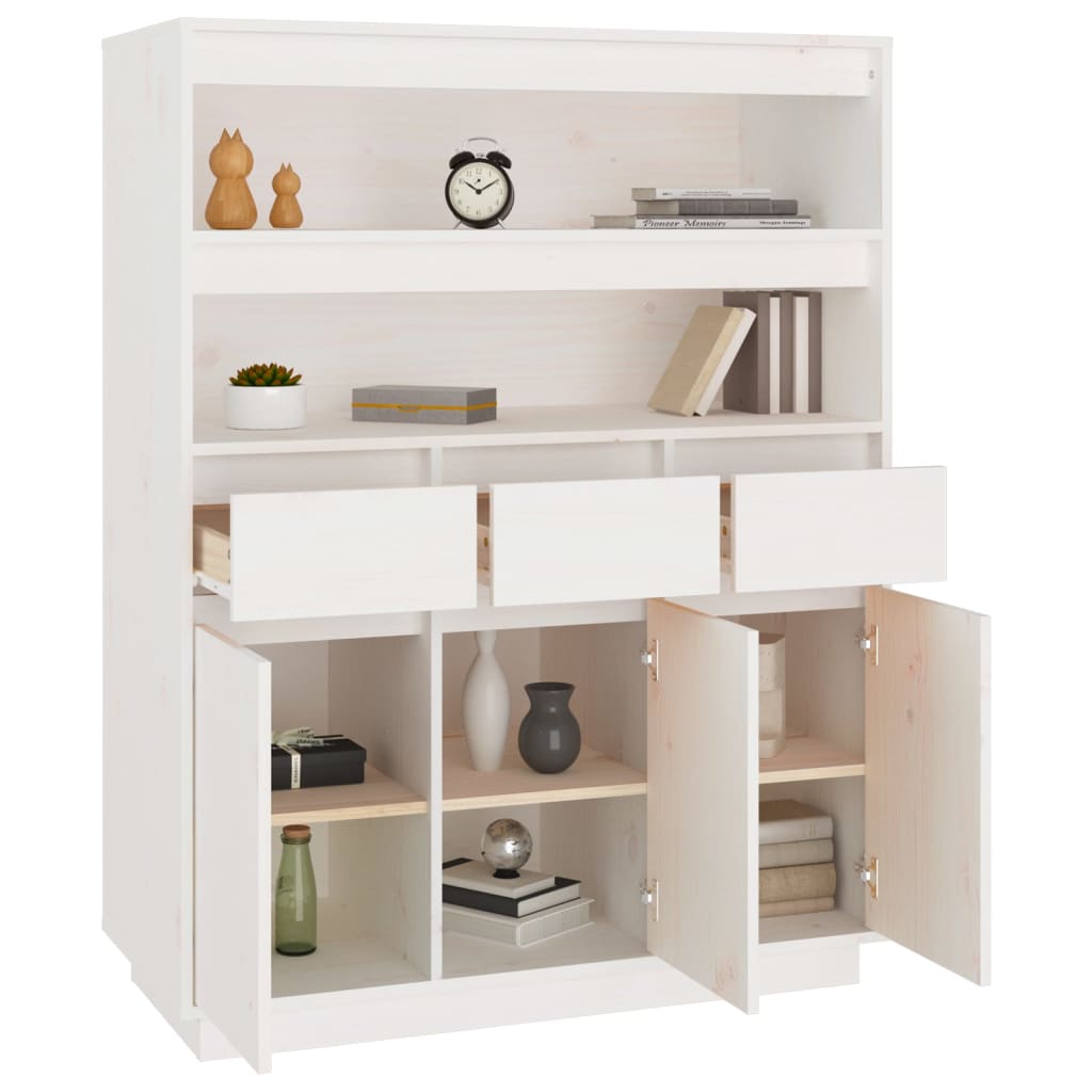 Buffet haut Blanc 89x40x116,5 cm Bois massif de pin