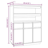 Buffet haut Blanc 89x40x116,5 cm Bois massif de pin