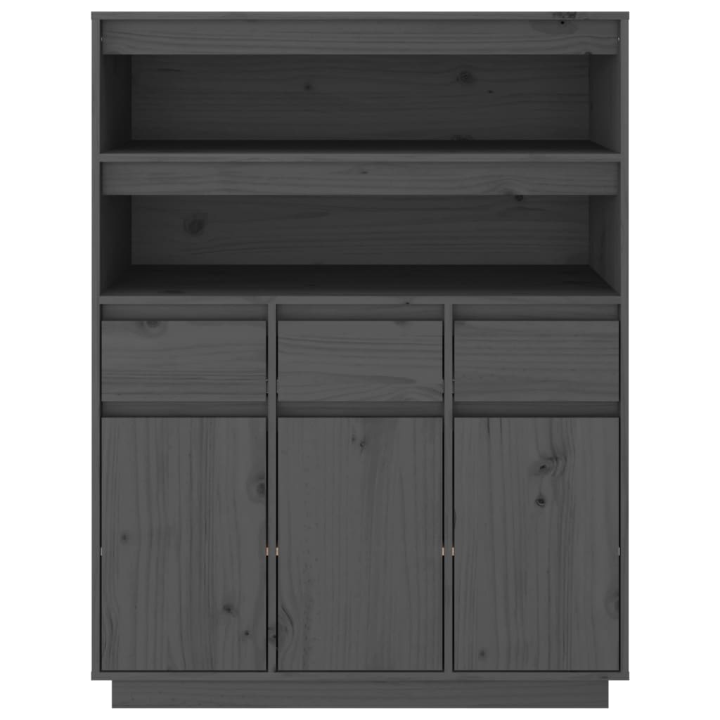 High sideboard Grey 89x40x116.5 cm Solid pine wood