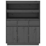 High sideboard Grey 89x40x116.5 cm Solid pine wood