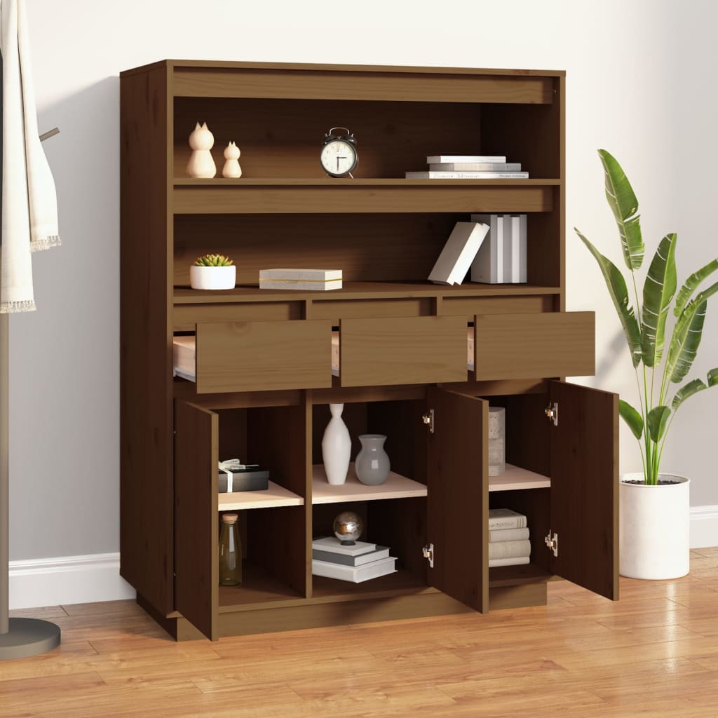 Buffet haut Marron miel 89x40x116,5 cm Bois massif de pin