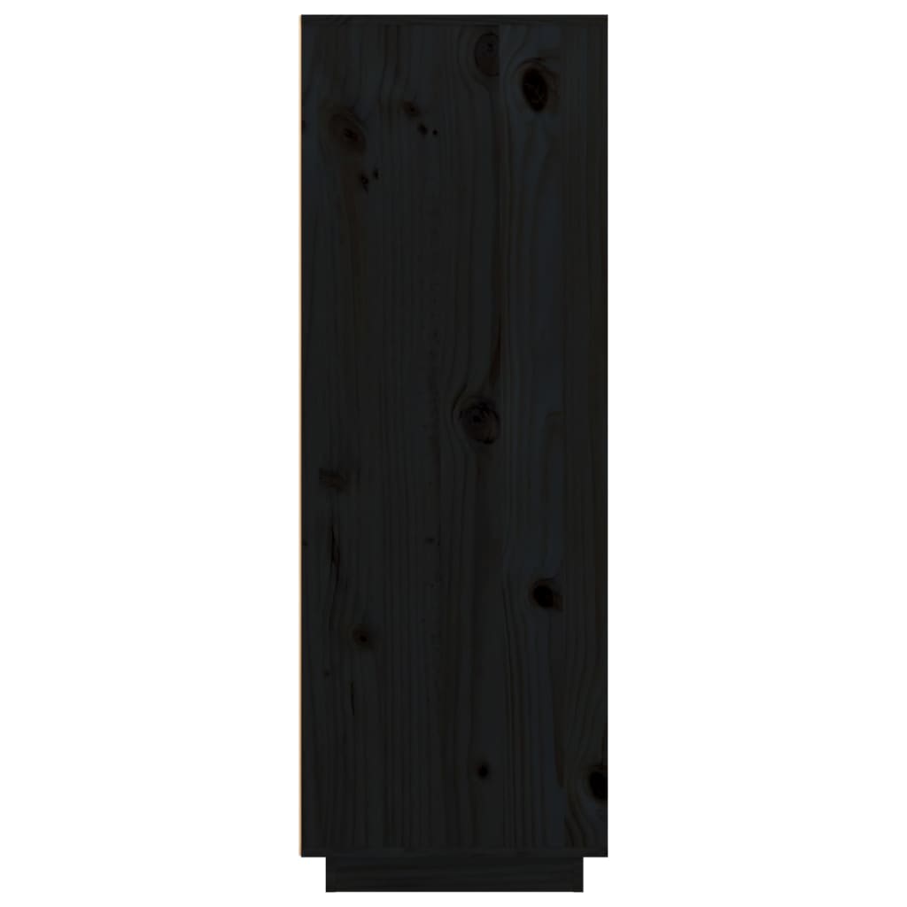 Buffet haut Noir 89x40x116,5 cm Bois massif de pin