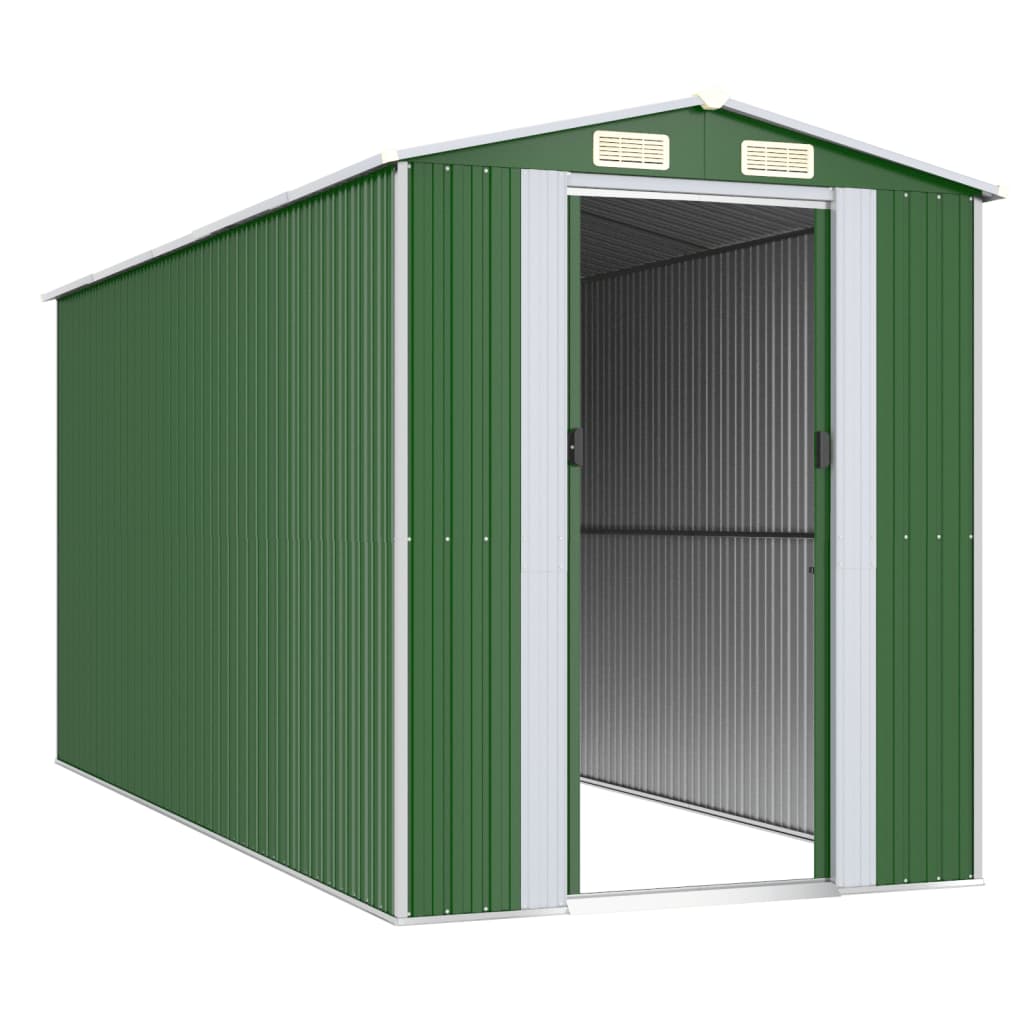 Green garden shed 192x440x223 cm Galvanized steel