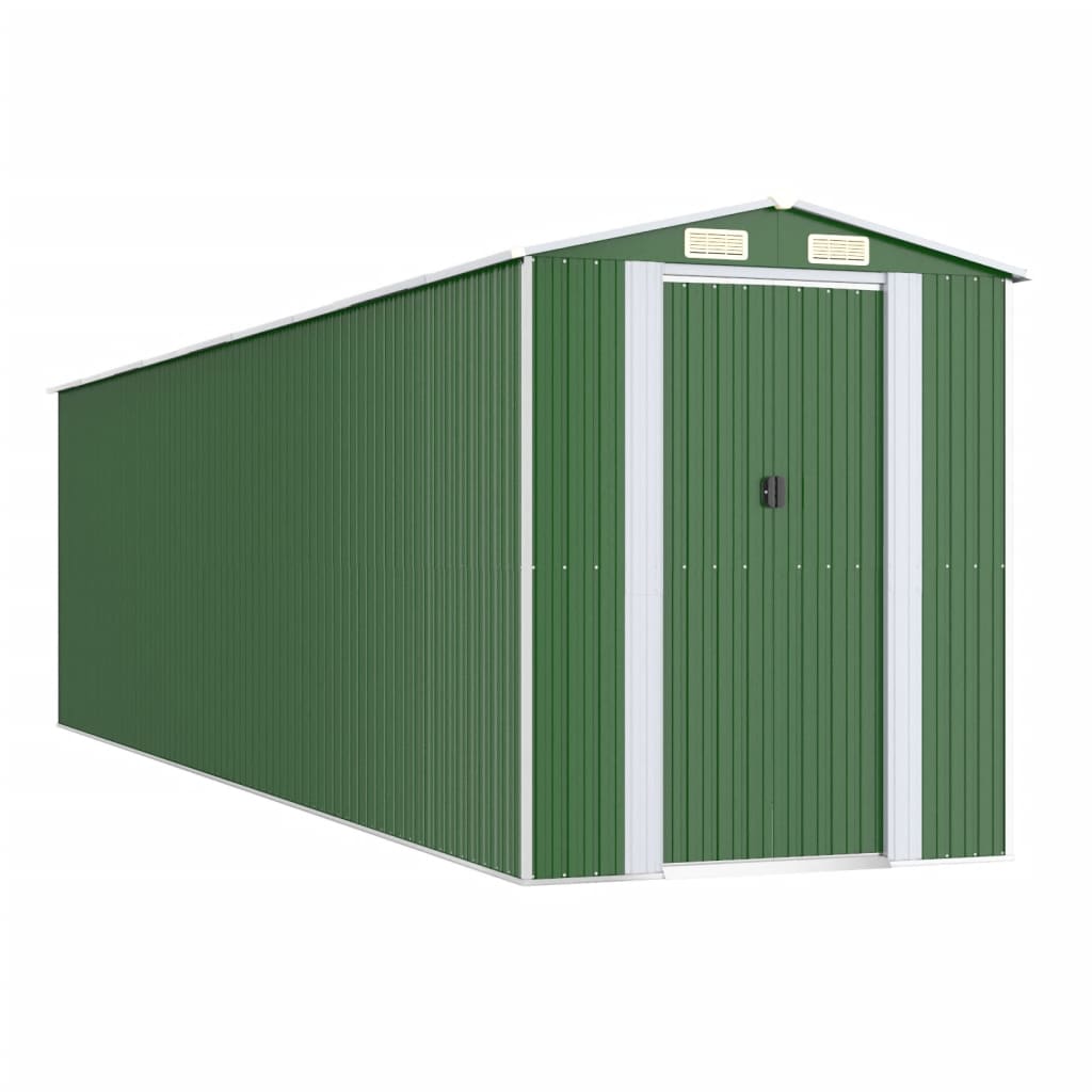 Green garden shed 192x772x223 cm Galvanized steel