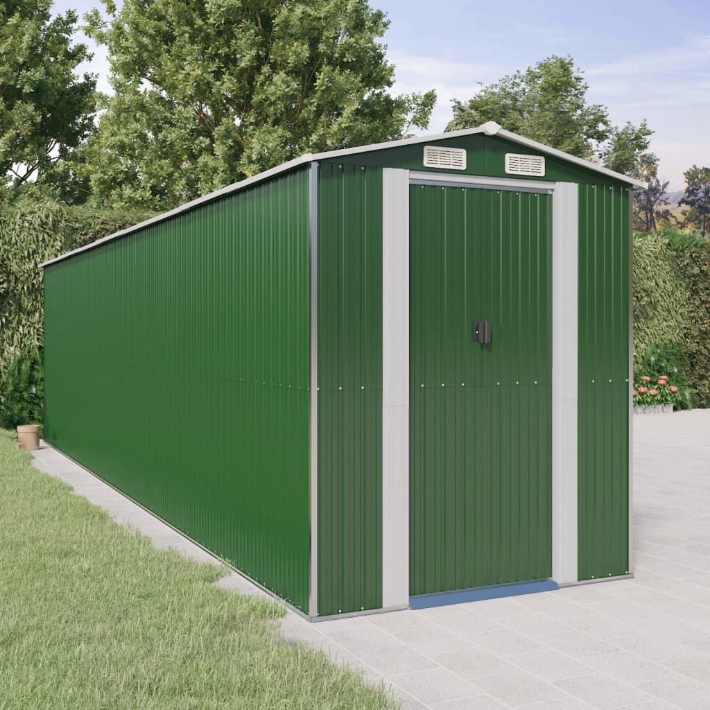 Green garden shed 192x772x223 cm Galvanized steel