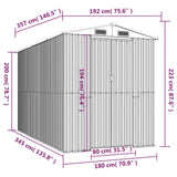 Abri de jardin Gris clair 192x357x223 cm Acier galvanisé