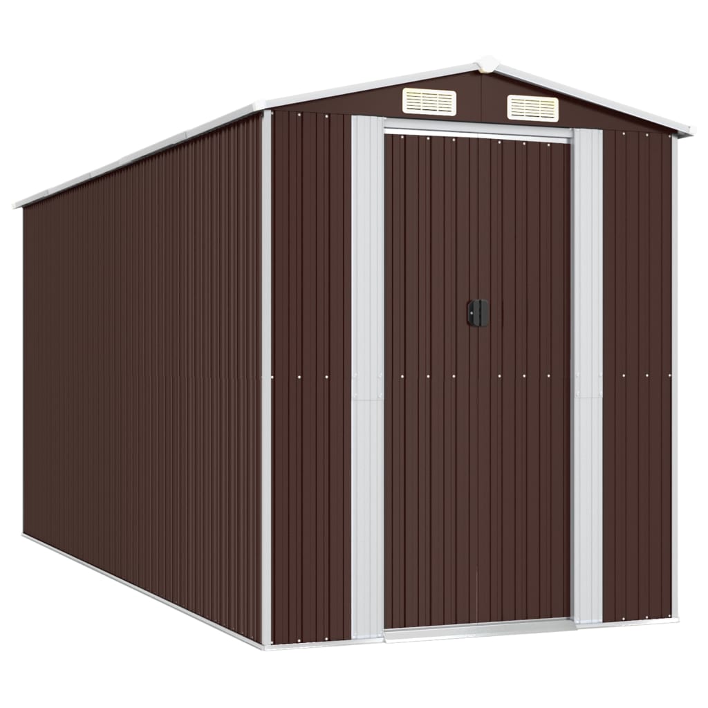 Abri de jardin Marron foncé 192x440x223 cm Acier galvanisé