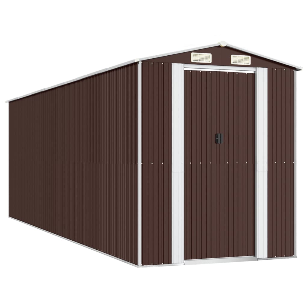 Abri de jardin Marron foncé 192x606x223 cm Acier galvanisé