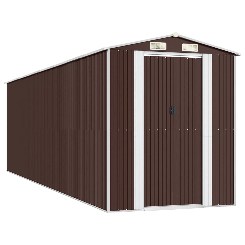 Abri de jardin Marron foncé 192x689x223 cm Acier galvanisé