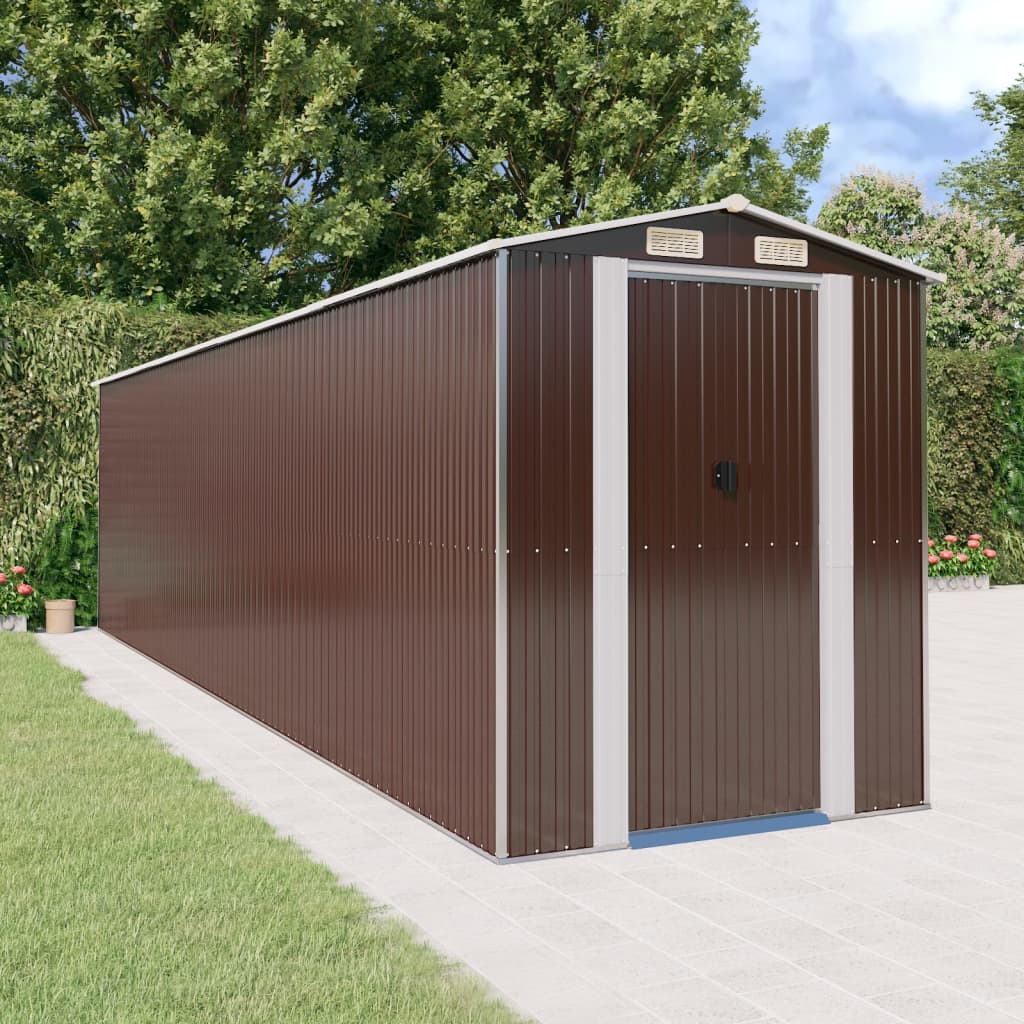 Abri de jardin Marron foncé 192x772x223 cm Acier galvanisé