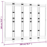 Cloison de séparation pliante 5 panneaux 200 cm Bambou et toile