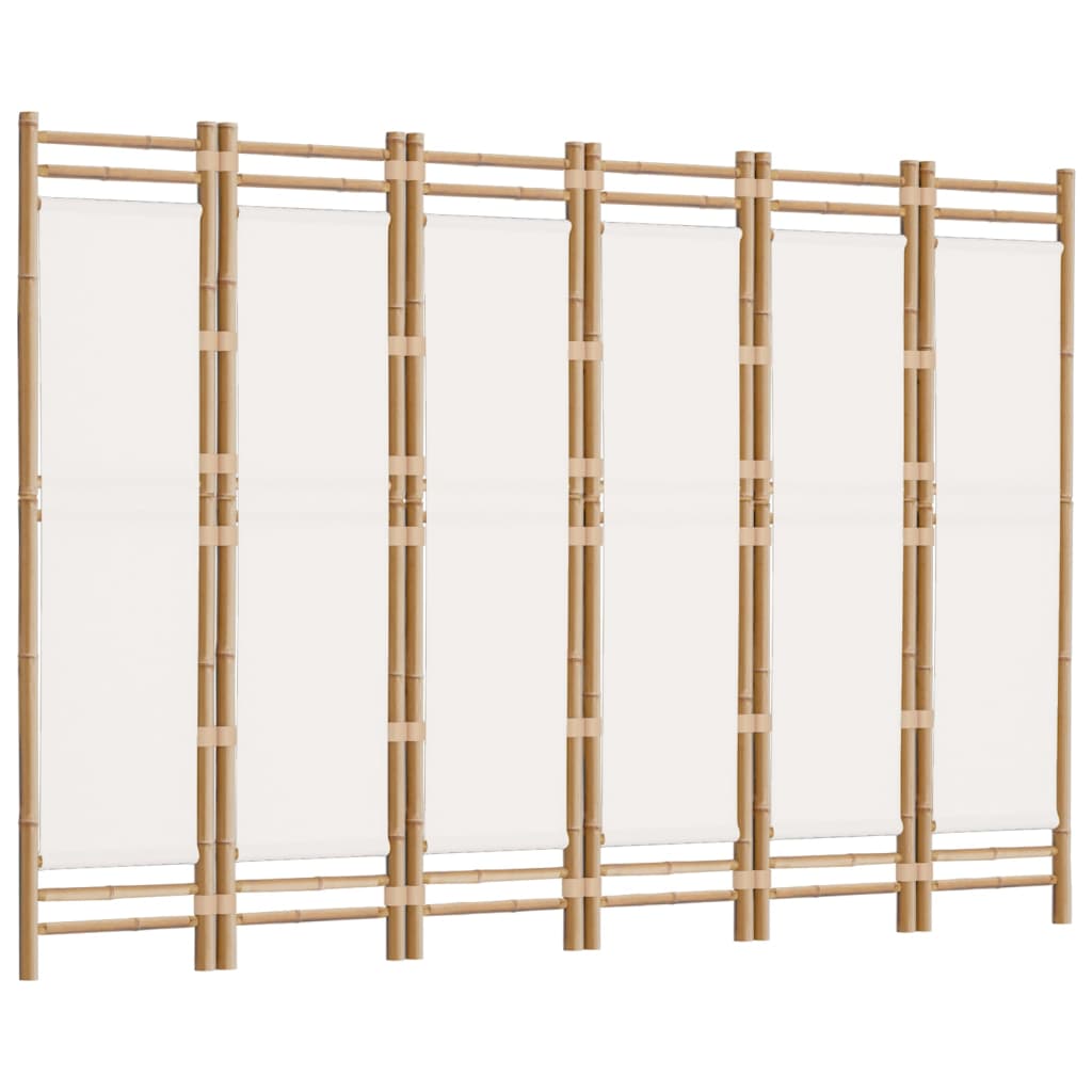 Falttrennwand 6 Paneele 240 cm Bambus und Leinwand