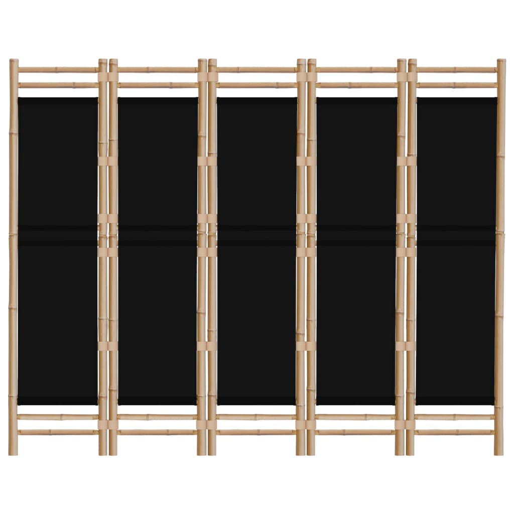 Falttrennwand 5 Paneele 200 cm Bambus und Leinwand